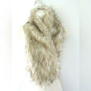 RUYI FAUX FUR  Variegated Brown  Ivory COLLAR SCARF NECK WARMER ~